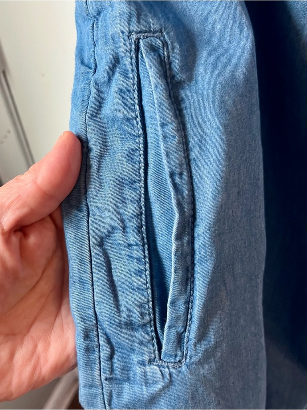 BLL New York Denim Tunic Dress XL Sleeveless Lace-Up Chambray Casual Boho Pocket - Picture 3 of 6